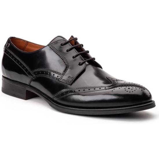 Base London Bell Heren Zwart Lederen Brogues Schoenen - Image 1
