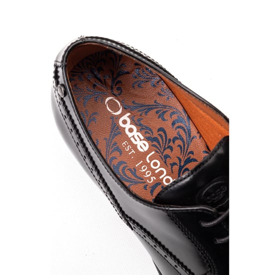 Base London Bell Heren Zwart Lederen Brogues Schoenen - Image 6