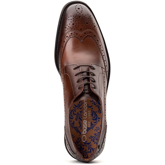 Base London Pocket Leren Heren Bruine Brogues Schoenen - Image 4