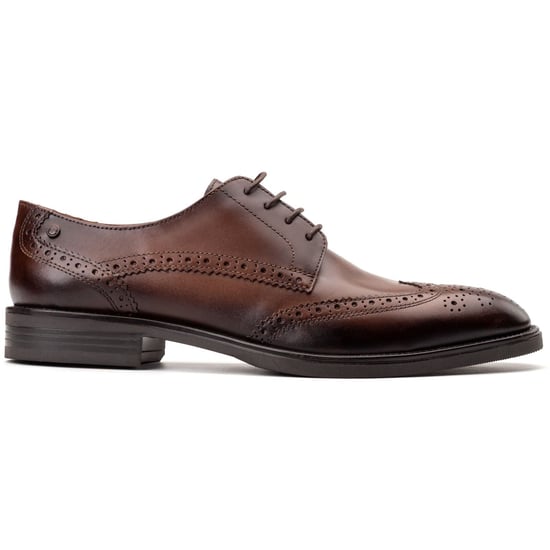 Base London Pocket Leren Heren Bruine Brogues Schoenen - Image 5