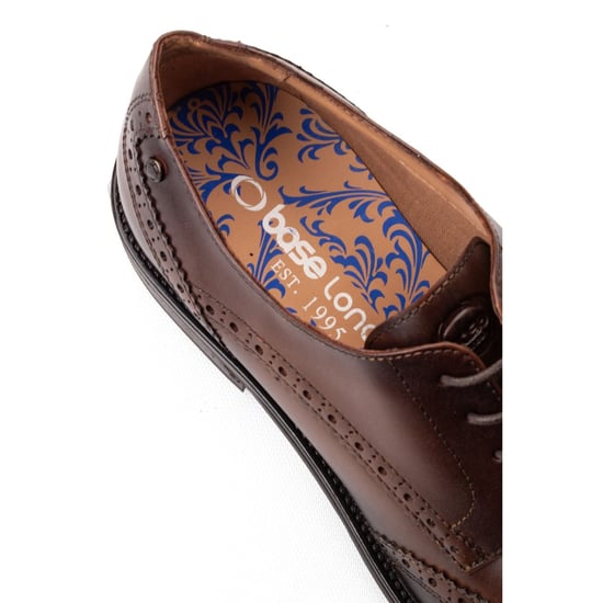 Base London Pocket Leren Heren Bruine Brogues Schoenen - Image 6