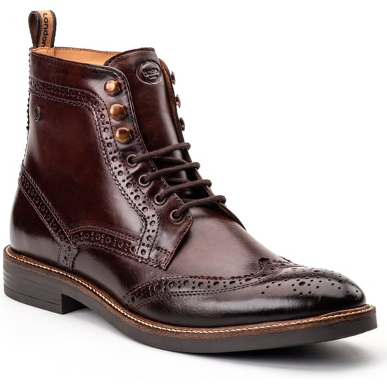 Base London Bristol Leren Heren Bruine Brogues Schoenen - Image 1