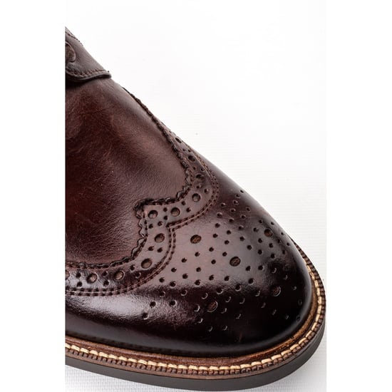 Base London Bristol Leren Heren Bruine Brogues Schoenen - Image 6
