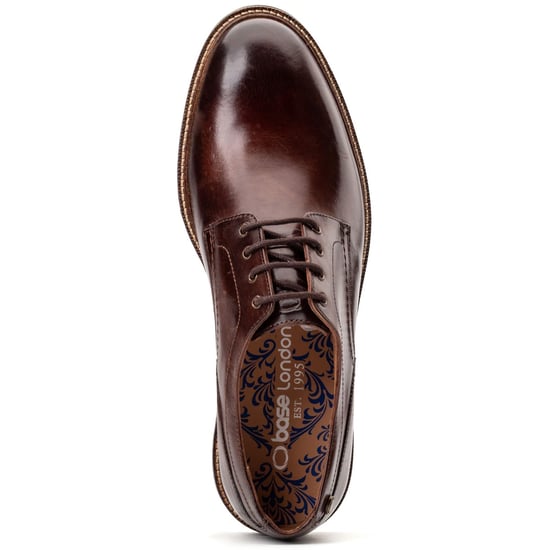 Base London Durham Leren Heren Veterschoenen in Verbrand Bruin - Image 4