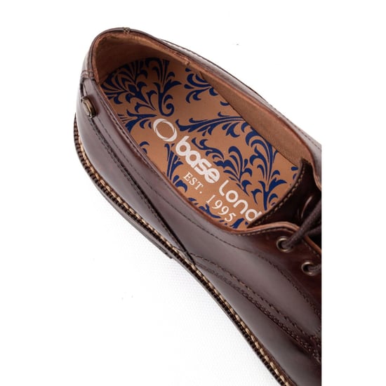 Base London Durham Leren Heren Veterschoenen in Verbrand Bruin - Image 6