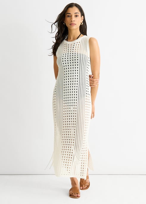 Witte gebreide bodycon midi-jurk - Image 1