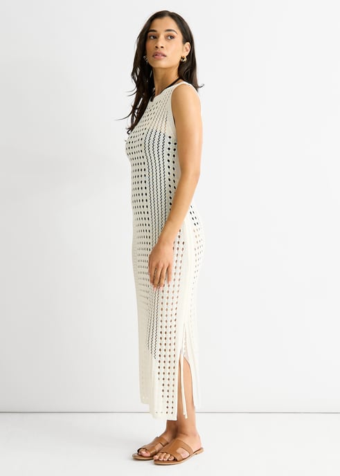 Witte gebreide bodycon midi-jurk - Image 3