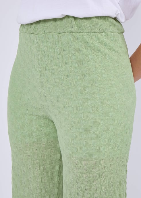Sage Green Elastic Taille Uitlopende Broek - Image 2