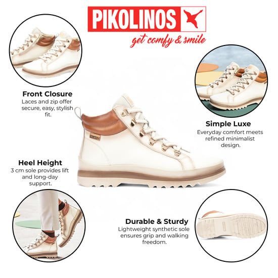 Pikolinos Nata witte leren enkellaarsjes voor dames - Vigo - Image 2