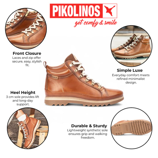 Pikolinos Dames Brandy Bruine Leren Enkellaarsjes - Vigo - Image 2