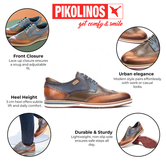 Pikolinos Heren Brandy Bruine Leren Brogue Veterschoenen Oxford - Avila - Image 2