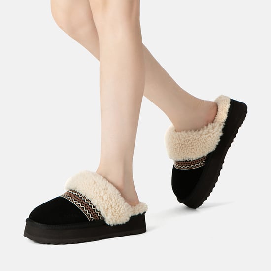 EVER AU Australië Dames Crake Gebreide Platform Schapenvacht Slippers - Image 2