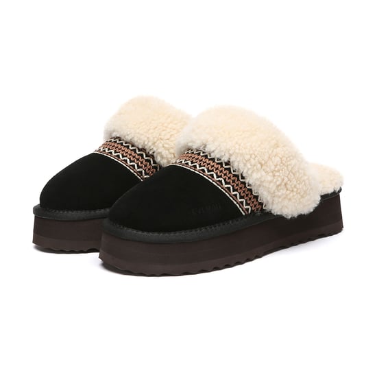 EVER AU Australië Dames Crake Gebreide Platform Schapenvacht Slippers - Image 4