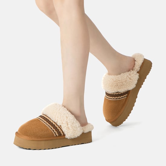 EVER AU Australië Dames Crake Gebreide Platform Schapenvacht Slippers - Image 2