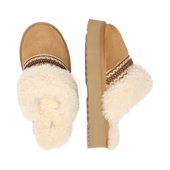 EVER AU Australië Dames Crake Gebreide Platform Schapenvacht Slippers - Image 3
