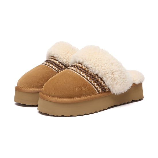 EVER AU Australië Dames Crake Gebreide Platform Schapenvacht Slippers - Image 4