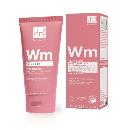 Dr Botanicals Watermelon Superfood 2-in-1 Reiniger & Make-up Verwijderaar 100ml met Glycolzuur, Salicylzuur en Melkzuur - Image 1