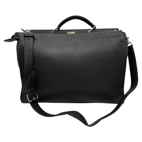 Fendi Selleria Peekaboo XL Top Handle Bag in Black Leather - Image 1