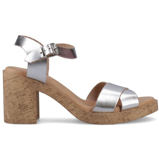 Hush Puppies Georgia Kurk Leer Dames Zilveren Sandalen - Image 5