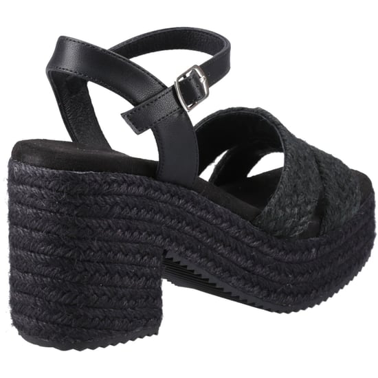 Hush Puppies Jamelia Espadrille Hak Textiel Dames Zwarte Sandalen - Image 2