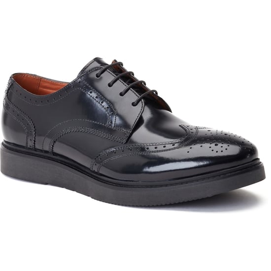 Base London Joe Leren Heren Zwarte Brogues Schoenen - Image 1