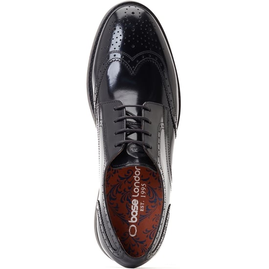 Base London Joe Leren Heren Zwarte Brogues Schoenen - Image 4