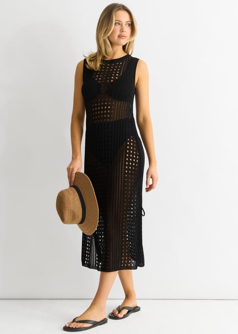 Zwarte gebreide bodycon midi-jurk - Image 3