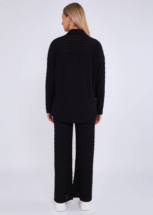 Zwart gestructureerd oversized shirt met lange mouwen - Image 4