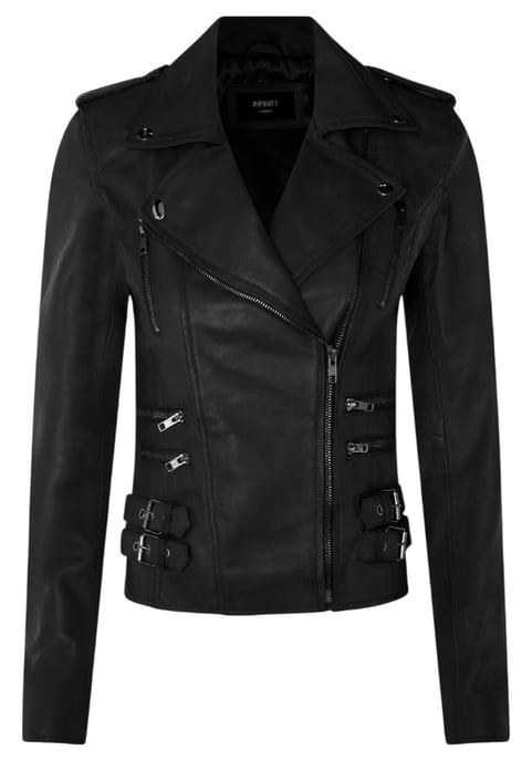 Dames leren matzwarte Brando bikerjack - Constantia - Image 2