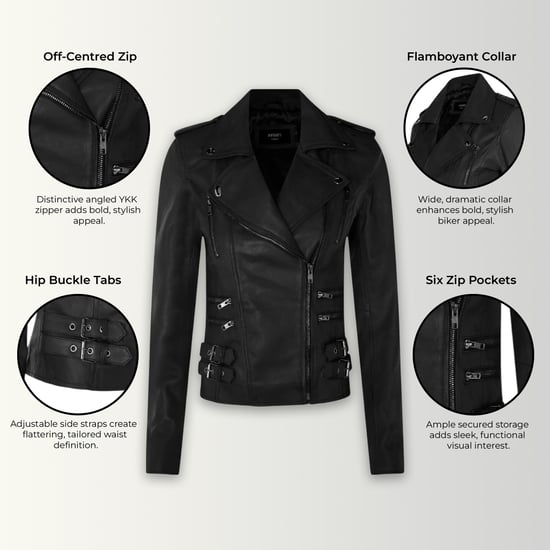 Dames leren matzwarte Brando bikerjack - Constantia - Image 3