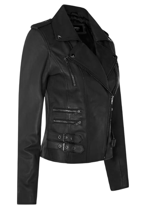 Dames leren matzwarte Brando bikerjack - Constantia - Image 4