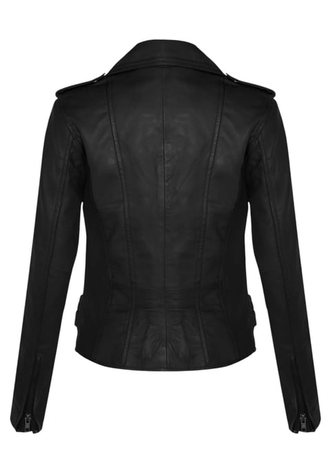 Dames leren matzwarte Brando bikerjack - Constantia - Image 5