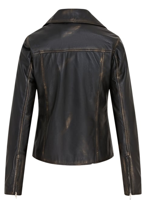 Vintage zwarte klassieke Brando biker leren jas voor dames - Broome - Image 4