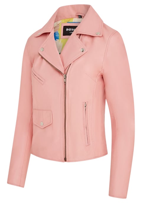 Babyroze klassieke Brando biker leren jas voor dames - Broome - Image 3