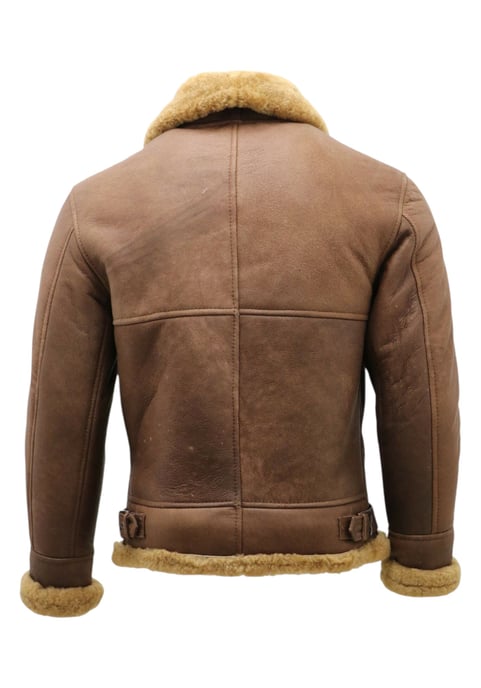 Heren Ginger Brown B3 WW2 Schapenvacht Leren Vliegeniersjack - Paars - Image 6