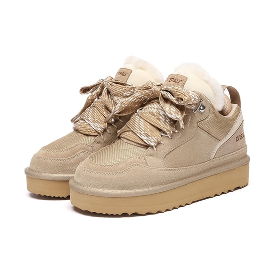 EVER AU Dames sneakerlaarzen met veters en plateauzool – Marbled - Image 4