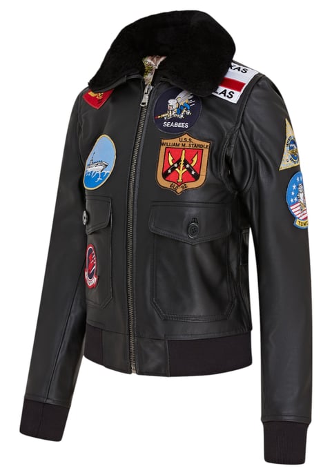 Dames zwarte A2 Top Gun leren bomberjack - Sunbury - Image 3