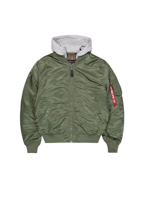 MA-1 Zip Hood Back Embroidery Bomber Jacket - Image 1