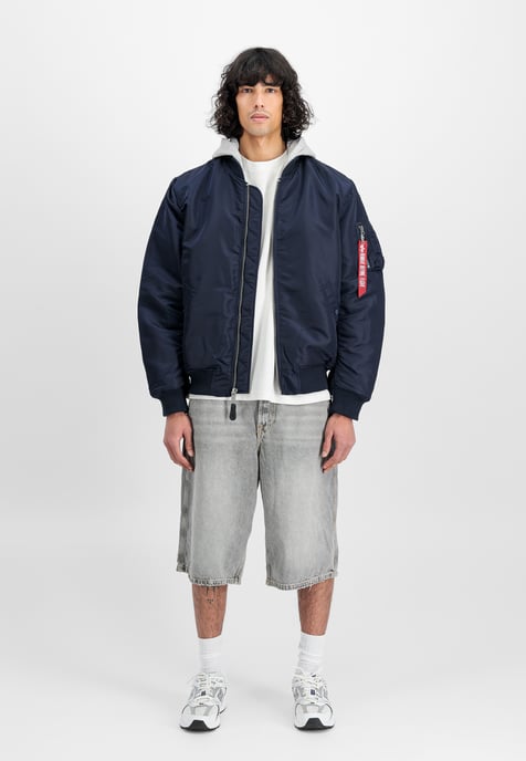 MA-1 Zip Hood Back Embroidery Bomber Jacket - Image 2