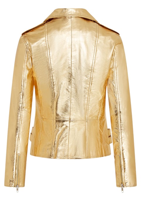 Dames leren gouden Brando bikerjack - Constantia - Image 5