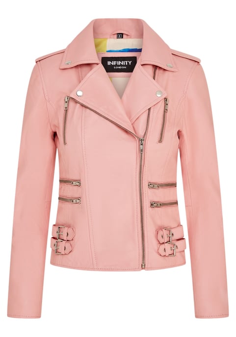 Dames leren babyroze Brando bikerjack - Constantia - Image 2