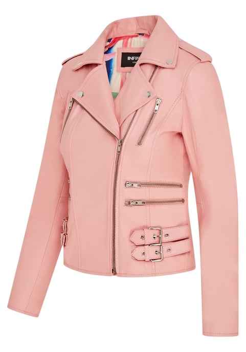 Dames leren babyroze Brando bikerjack - Constantia - Image 4