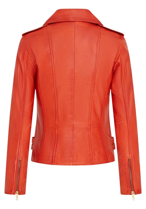 Dames leren oranje Brando bikerjack - Constantia - Image 5