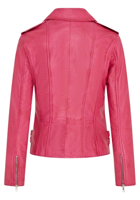 Dames leren fuchsia roze Brando bikerjack - Constantia - Image 5