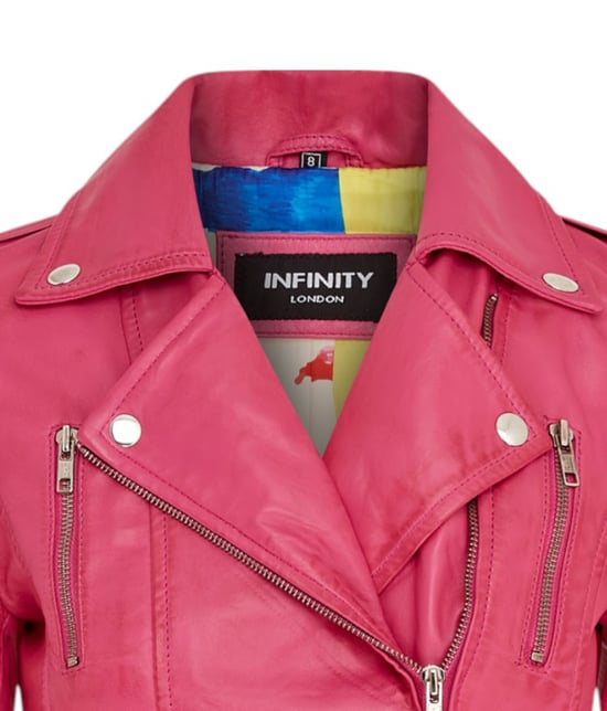Dames leren fuchsia roze Brando bikerjack - Constantia - Image 6