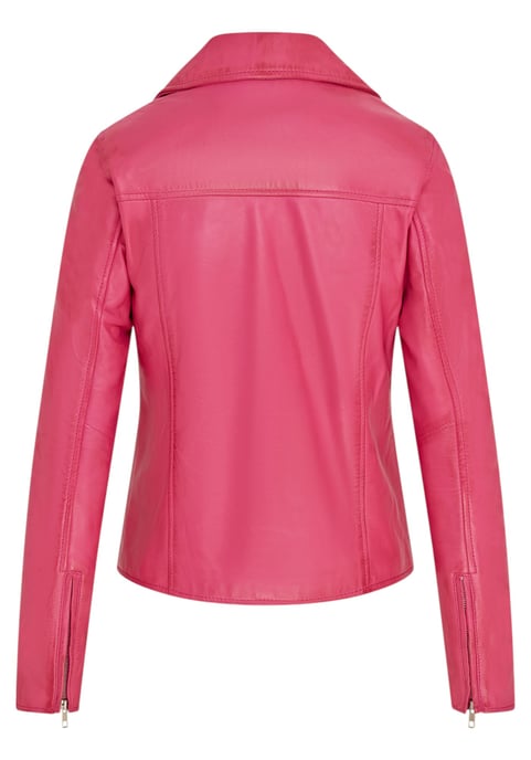 Dames fuchsia roze klassieke Brando biker leren jas - Broome - Image 4