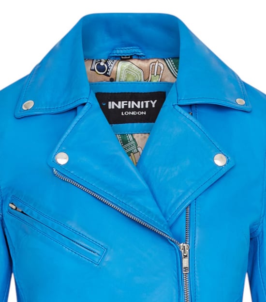 Dames Blauw Classic Brando Biker Leren Jack - Secunda - Image 6
