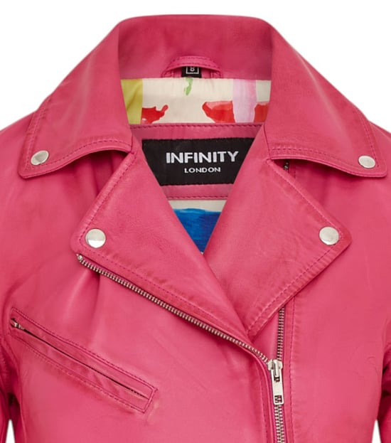 Dames fuchsia roze klassieke Brando biker leren jas - Secunda - Image 6