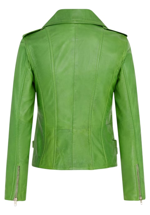 Dames leren appelgroene Brando bikerjack - Loddon - Image 4