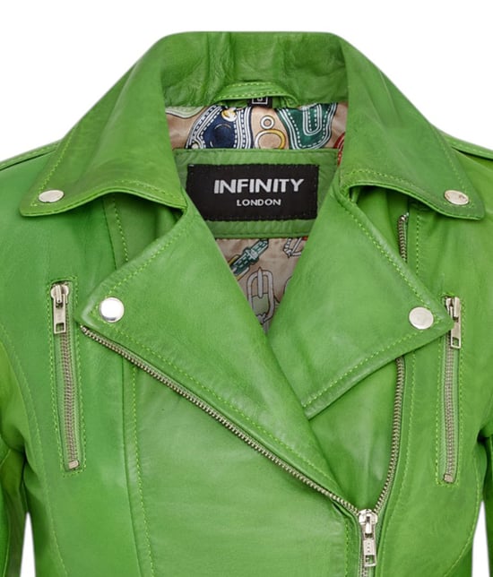 Dames leren appelgroene Brando bikerjack - Loddon - Image 5